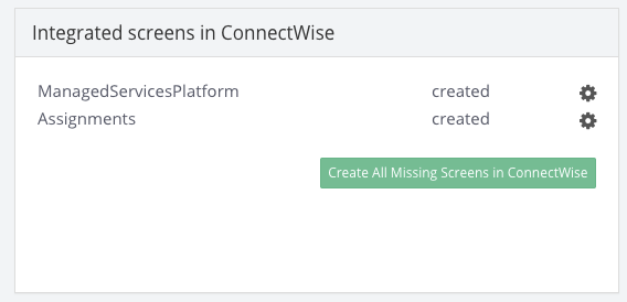 Integration screens with ConnectWise
